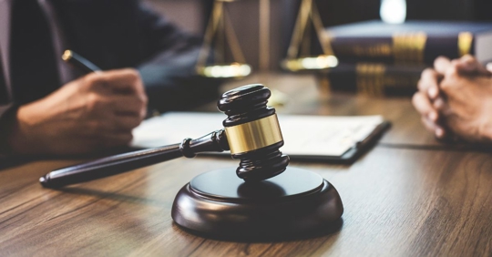 attorney talking to client
